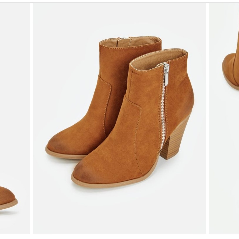 Just Fab Brown chunky heel ankle boots